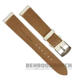 بند ساعت مچی چرم طبیعی PG ساده بدون دوخت سفید سایز ۱۸