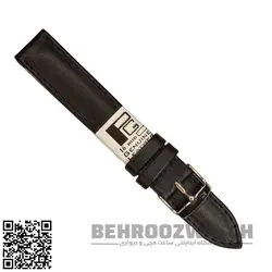 بند ساعت مچی چرم طبیعی PG ساده بدون دوخت مشکی سایز ۱۸