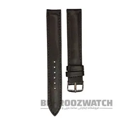 بند ساعت مچی چرم طبیعی PG ساده بدون دوخت مشکی سایز ۱۸