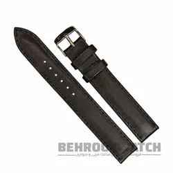 بند ساعت مچی چرم طبیعی PG ساده بدون دوخت مشکی سایز ۱۸