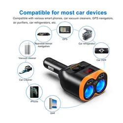 شارژر ماشن با آداپتورفندکی 2 سوکتي 12/24 با پورت TYPE-C AEMEKU