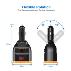 شارژر ماشن با آداپتورفندکی 2 سوکتي 12/24 با پورت TYPE-C AEMEKU