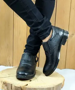 خرید تکی از تولیدی کفش چرم طبیعی مجلسی اداری  مردانه تزریق مستقیم  سگکی مشکی 2314