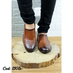 کفش چرم طبیعی مجلسی اداری  مردانه زیره طبی تزریق مستقیم  شیک هشترک عسلی  2105