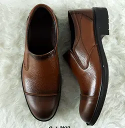 کفش چرم طبیعی مجلسی اداری  مردانه زیره طبی تزریق مستقیم عسلی جدید 2103