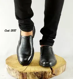 کفش چرم طبیعی مجلسی اداری  مردانه زیره طبی تزریق مستقیم ساده لژدار خوش دوخت و شیک 2157   با ارسال رایگان