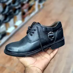 کفش چرم طبیعی مجلسی اداری  مردانه پسرانه  زیره پیو  تزریق مستقیم  مشکی 2340