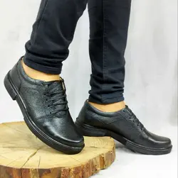 کفش چرم طبیعی مجلسی اداری  مردانه زیره طبی ساده رویه بندی خوش دوخت و شیک 2343 با ارسال رایگان