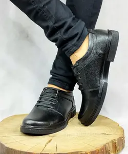 کفش چرم طبیعی مجلسی اداری  مردانه زیره طبی ساده رویه بندی خوش دوخت و شیک 2343 با ارسال رایگان