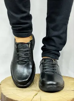 کفش چرم طبیعی مجلسی اداری  مردانه زیره طبی ساده رویه بندی خوش دوخت و شیک 2343 با ارسال رایگان