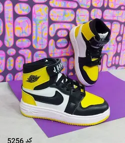 کفش  نیم بوت بچگانه پسرانه مدل نایک جردن با رنگبندی جذاب و عالی مشکی زرد با ارسال رایگان