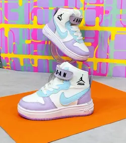 کفش  نیم بوت ساقدار بچگانه دخترانه مدل نایک جردن با رنگبندی جذاب  آبی یاسی با ارسال رایگان