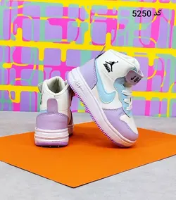 کفش  نیم بوت ساقدار بچگانه دخترانه مدل نایک جردن با رنگبندی جذاب  آبی یاسی با ارسال رایگان