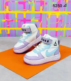 کفش  نیم بوت ساقدار بچگانه دخترانه مدل نایک جردن با رنگبندی جذاب  آبی یاسی با ارسال رایگان