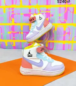 کفش  نیم بوت بچگانه دخترانه مدل نایک جردن با رنگبندی جذاب با کیفیت بالا یاسی نارنجی با ارسال رایگان