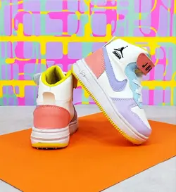 کفش  نیم بوت بچگانه دخترانه مدل نایک جردن با رنگبندی جذاب با کیفیت بالا یاسی نارنجی با ارسال رایگان