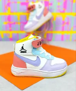 کفش  نیم بوت بچگانه دخترانه مدل نایک جردن با رنگبندی جذاب با کیفیت بالا یاسی نارنجی با ارسال رایگان