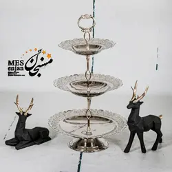 شیرینی خوری سه طبقه ریز گل کروم