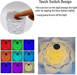 چراغ شارژی رومیزی با طراحی کریستال ا rose diamond table lamp USB charging Touch lamp