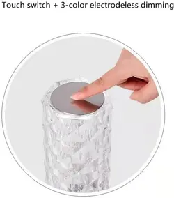 چراغ شارژی رومیزی با طراحی کریستال ا rose diamond table lamp USB charging Touch lamp