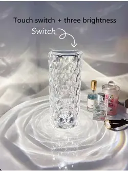 چراغ شارژی رومیزی با طراحی کریستال ا rose diamond table lamp USB charging Touch lamp