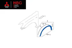 نوار زير زه گلگير چپ اصلی میتسوبیشی ( Genuine parts ) - ای اس ایکس