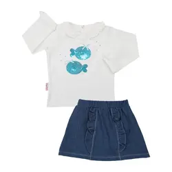 بلوز و دامن ماهی پولکی آبی