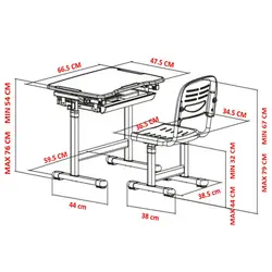 میز تحریر کودک قابل تنظیم ارتفاع صورتی