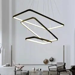 لوستر آویز مدرن مدل مستطیل سه لاین ریموت دار