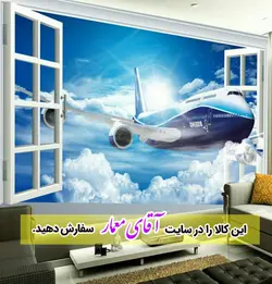 پوستر دیواری سه بعدی هواپیما در آسمان آبی کدpo138
