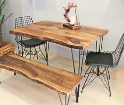 میز ناهارخوری و نیمکت 4نفره چوب گردو