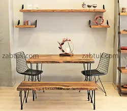 میز ناهارخوری و نیمکت 4نفره چوب گردو