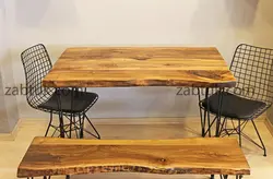 میز ناهارخوری و نیمکت 4نفره چوب گردو