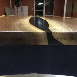 میز ناهارخوری و نیمکت 8نفره چوب گردو و رزین مشکی