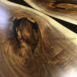 میز ناهارخوری و نیمکت 8نفره چوب گردو و رزین مشکی