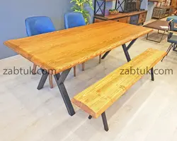 میز ناهارخوری و نیمکت چوب روس