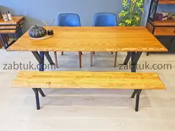 میز ناهارخوری و نیمکت چوب روس
