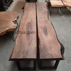 نیمکت نهارخوری روستیک چوب گردو