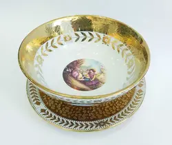 کاسه بشقاب کوچک سرامیک طلایی چروک مدل عارف