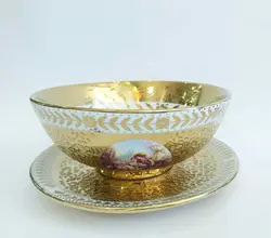 کاسه بشقاب کوچک سرامیک طلایی چروک مدل عارف