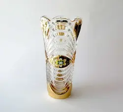 گلدان بزرگ طرح چک طلایی برند بوهمیا