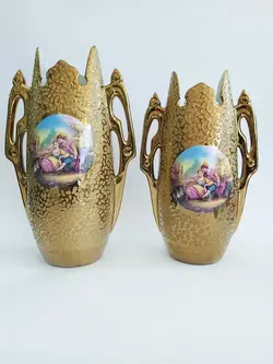 گلدان سرامیک طلایی چروک مدل 352