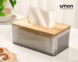 جعبه دستمال مستطیل رویه چوبی لیمون کد 2372
