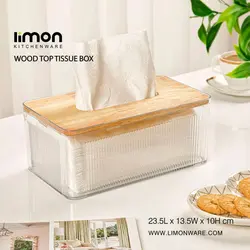 جعبه دستمال مستطیل رویه چوبی لیمون کد 2372