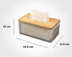 جعبه دستمال مستطیل رویه چوبی لیمون کد 2372