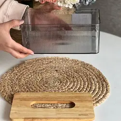 جعبه دستمال مستطیل رویه چوبی لیمون کد 2372