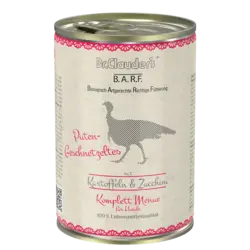 کنسرو سگ بوقلمون و سیب زمینی شیرین با کدو سبز دکتر کلادرز ۴۰۰ گرمی Dr.clauder’s B.A.R.F complete menu