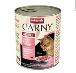 کنسرو گربه طعم بیف و بوقلمون و میگو اردک کارنی ۸۰۰ گرم animonda CARNY