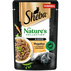 پوچ گربه شبا گوشت بوقلمون با هویج و نخود فرنگی در سس Sheba  Nature's COLLECTION  В СОУСЕ  Индейка с отборной Морковью