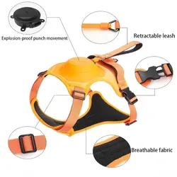 قلاده تنی همراه با بند جمع شونده سگ ها Dog Harness & Retractable Dog Leash All in One, Retractable Hands Free